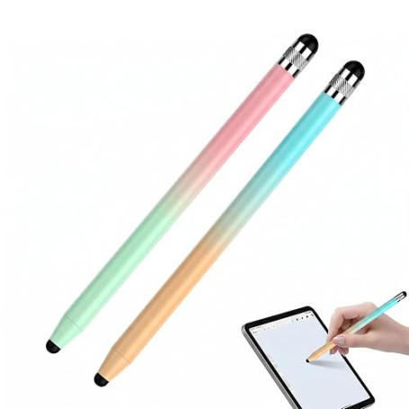 Lot de 2 Stylet Universel pour Écran Tactile, Stylet Tactile Capacitif en Métal pour Tablette, Stylo Tactile Haute Précision (Ve
