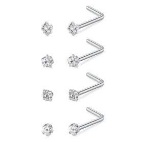LAURITAMI 20G piercing nez anneaux Mince, Spirale Acier Chirurgical pour piercing nez Fiche Double Anneaux Or Argent Set, Fiche