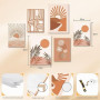 6 Sets of Boho Terracotta Soleil Botanique Tableau Decoration Murale Encadre, Géométrie Lignes Impression sur toile Abstrait Pay