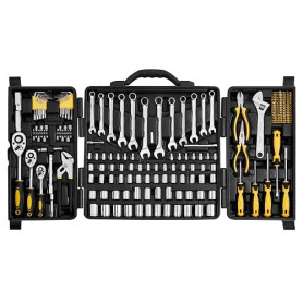 VEVOR Coffret d'Outils de Mécanicien 207PCs, Douilles 1/4" 3/8" 1/2" SAE et Métrique, Kit d'Outils de Mécanicien avec Embouts, C