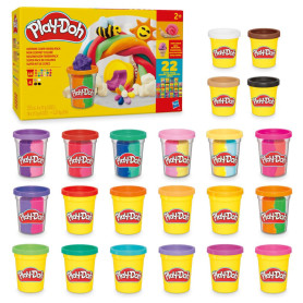 Play-Doh - Mon Coffret Coloré, Pack de 22 Pots de Pâte à Modeler (113 g et 57 g), 30 Couleurs Éclatantes, Loisirs Créatifs pour 
