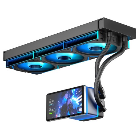 TZMRIT PF360-INF AIO Watercooling 360mm,Noir | écran 5.5" LCD Magnétique Rotatif|DIY|60Hz|320W TDP|3x Interstellar-V2 Daisy Chai
