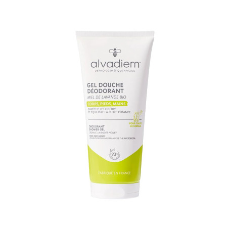 Alvadiem | Gel Douche Déodorant au Miel de Lavande Bio | Élimine les Odeurs Corporelles Durablement | Prébiotiques, Tea Tree, Pa