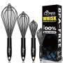 HOTEC Lot de 4 fouets en silicone avec poignée antidérapante pour ustensiles de cuisine antiadhésifs, parfaits pour cuisiner, mé