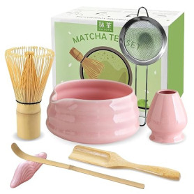 JBER Matcha Kit 7 Pièces, Matcha Set - Fouet Matcha Bambou, Bol à Matcha, Support pour Fouet, Cuillère et Tamis, Kit Matcha pour