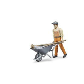 bruder 62130 - Kit de figurines bworld Ouvrier communal - 1:16 Figurine, Véhicule de chantier, Ouvrier du bâtiment, Ferme, Homme