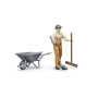 bruder 62130 - Kit de figurines bworld Ouvrier communal - 1:16 Figurine, Véhicule de chantier, Ouvrier du bâtiment, Ferme, Homme