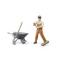 bruder 62130 - Kit de figurines bworld Ouvrier communal - 1:16 Figurine, Véhicule de chantier, Ouvrier du bâtiment, Ferme, Homme