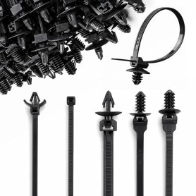 160 PièCes Serre Cable Plastique 5 Tailles Nylon Attache Cable Noir Serre-CâBles Pour PièCes Automobiles