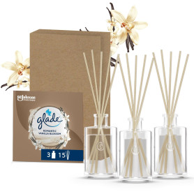 Glade Diffuseur à Bâtonnets, Romantic Vanilla Blossom*, 3 x 50 ml | Parfum d’Intérieur Longue Durée, Diffusion Continue Jusqu’à 