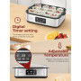 FOHERE Yaourtière 12 pots 180 ml, 25W Machine à Yaourt Maison, Programmable, Ecran LCD, Corps en Acier Inoxydable, Sans BPA, Com