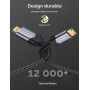 JSAUX Câble Mini HDMI vers HDMI 1.8M, [Mini HDMI] Câble HDMI 2.0 haute vitesse 4K@60 Hz, compatible avec caméra, caméscope, tabl