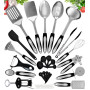 Home Hero Set d'Ustensiles de Cuisine 40 Pièces Inox et Silicone | Ustensiles de cuisine haut de gamme en acier inoxydable et si