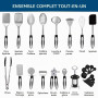 Home Hero Set d'Ustensiles de Cuisine 40 Pièces Inox et Silicone | Ustensiles de cuisine haut de gamme en acier inoxydable et si