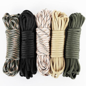 Paracorde 550 4mm, Cordelette 30 Mètres, Corde Extérieure avec 7 Brins Tout Usage, Corde Parasol Déporté, 5 Couleurs/6 Mètres, M