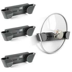 4 Pièces Range Couvercle,Support Couvercle Casserole, Organizer Coperchi Pentole, Aucun Perçage Nécessaire, Réglable En Hauteur 