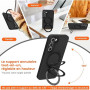 PuyaTeya Coque pour Samsung Galaxy S23 avec Support Anneau, Noir | Aimant intégré, protection militaire antichoc & anti-rayures.