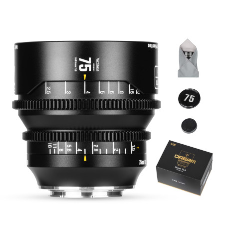 7artisans 75 mm T1.5 Dream Series Objectif Cinéma, Plein Format et Grande Ouverture, Objectif à Focale Fixe à Mise au Point Manu