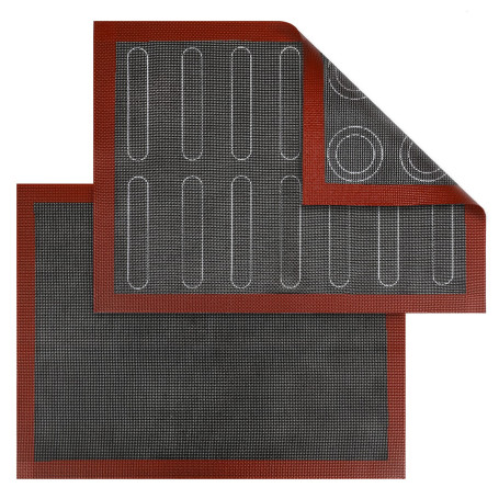 Lot de 2 tapis de four micro-perforés en silicone, à double face, antiadhésifs, résistants à la chaleur et réutilisables pour ma