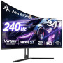 Amzfast Écran PC Gamer 34 Pouces 240Hz/UWQHD Moniteur Incurvé 3440x1440 (21:9), 450 nits, Eyes Care, sRGB 131%, Adaptive Sync, H