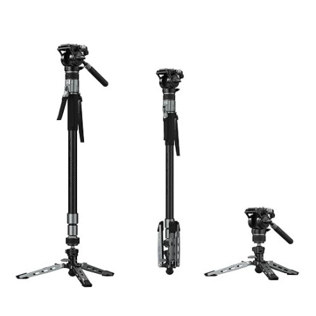 SMALLRIG × Potato Jet TRIBEX PRO 67" Monopode Vidéo en Fibre de Carbone | Déploiement Hydraulique X-Clutch à Une Touche, Tête Fl