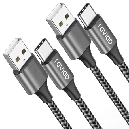 RAVIAD Cable USB C Charge Rapide 3.1A [1M] Câble USB vers USB C Nylon | Cable Chargeur Type C pour iPhone 17 16 15, Samsung Gal