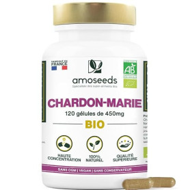 Chardon-Marie BIO | 1350mg / jour | Triple Actions | 120 gélules vegan | Sans OGM, sans conservateurs, sans additifs | Fabriqué