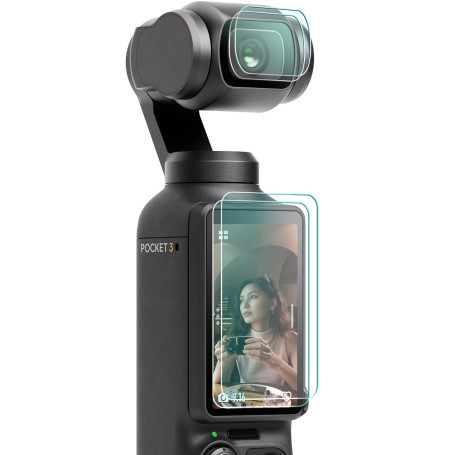 FPVtosky 2×Protection d'objectif 2×protection d'écran LCD pour DJI Osmo Pocket 4/3, Pocket 3 OP3 Accessoires en verre trempé, du