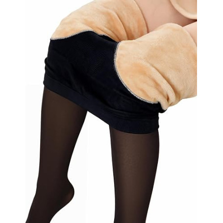 Niwicee Collant Polaire Femme Effet Transparent Collant Thermique Épais | Doux et Confortables Legging Chauds Hiver, Grande Élas
