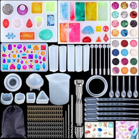 Kit de Moules en Silicone pour Résine 156 Pièces avec Sac de Rangement | Pendentifs et Porte-clés, Outils de Bricolage, Fabricat