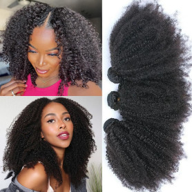 Tissage Naturel Cheveux Humain Afro Kinky Curly Human Hair 16 18 20 Pouces | Tissage Bouclé Naturel 4B 4C Meche Bresilienne Vier