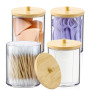 Miiepls Lot de 4 supports de maquillage en acrylique transparent | pour boules de coto, pour les Cotons-tiges et Démaquillants, 