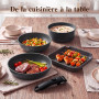 GiPP 19 PCS Set de Casseroles et Poele Induction et Poignée Amovible, Noir | Batterie Cuisine Tout Teux, Revêtement Non Toxique,