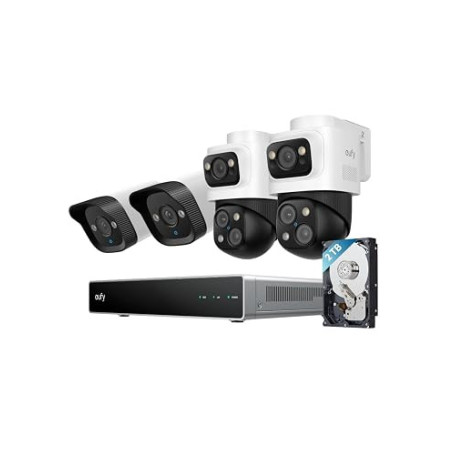 Système de vidéosurveillance NVR PoE eufy S4 | Caméra surveillance wifi extérieure sans fil, 2 Bullet-PTZ et 2 Bullet, PTZ 360°,