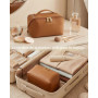 bagsmart Trousse de Maquillage Voyage Femme PU Cuir avec PVC Compartiment | 23,5x10,5x11cm Imperméable Trousse de Toilette Vanit