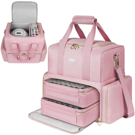IVODEELA Organiseur de Vernis à Ongles,Sac de Rangement Vernis à Ongle pour 80 Bouteilles 15 ML et Lampe à Ongles,Sac Organisate