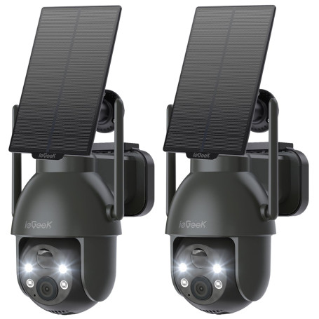 ieGeek 2K (3MP) Camera Surveillance WiFi Exterieure sans Fil Solaire | Détection Humaine IA, Nocturne Couleur, Recharge Faible L