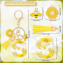 MWOOT Letter Keychains Initiale Lettre Porte Clef Lettre,Alphabet Initial Keyring avec Pampille Pendentif,Jaune Pétales Feuille 