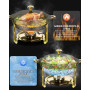 SXNIWBAI Chauffe Plat Buffet Rond 2 Pièces 6L, Buffet Chauffant Rond | Buffet Chauffant Chauffe-plat en Acier Inoxydable, Pour R