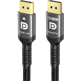 Ubluker 10K 8K 4K Câble DisplayPort 2.1 54Gbps 2M, Certifié Câble DP vers DP 4K 240Hz 165Hz 144Hz 120Hz 10K 8K 60Hz Nylon Tressé