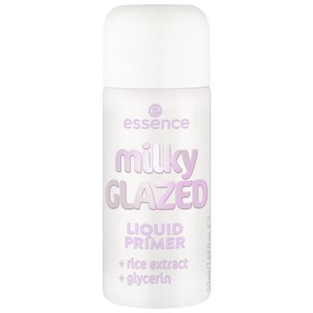 essence milky GLAZED LIQUID PRIMER, humidifiant/hydratant, polissant (50ml) | Éclat Frais et Translucide, Fini Lumineux, Texture