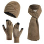 Bonnet Écharpe et Gants à Écran Tactile Tricotés Ensemble d'hiver Homme Bonnet Écharpe Ensemble Doublure Doux Chapeau Tricoté Ch