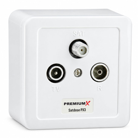 PremiumX PX3 Prise d'antenne - Satellite Prise à 3 Voies Prise d'antenne, Prise de Ligne Simple et de dérivation, Montage en Sur