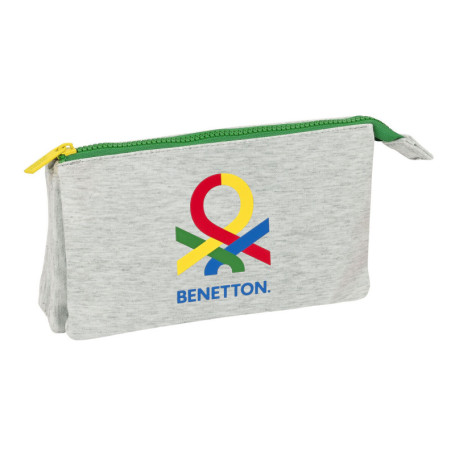 Trousse Fourre-Tout Triple Benetton Pop Gris (22 x 12 x 3 cm) 29,99 €